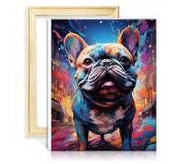 TANGFEIY Kit de peinture à l'huile sur toile bouledogue bricolage peinture par numéros avec pinceaux et pigment acrylique œuvre d'art créative pour décoration intérieure sans cadre (40x50cm)