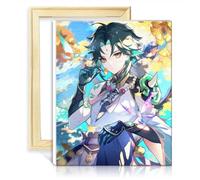 TANGFEIY Kit de peinture à l'huile sur toile Genshin Impact Peinture acrylique numérotée pour adultes avec pinceaux Œuvre d'art créative pour décoration intérieure SANS cadre (60x75cm)