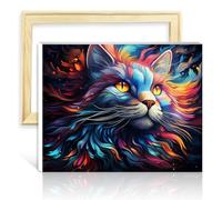 TANGFEIY Kit de peinture à l'huile sur toile pour enfants, chats sur la planète, peinture à l'huile par numéros, acrylique, avec pinceaux, peinture, artisanat, sans cadre (40 x 50 cm)