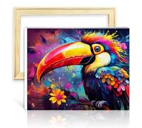 TANGFEIY Kit de peinture à l'huile sur toile Toucan tropical DIY Peinture par numéros Adultes Débutant avec pinceaux et pigment acrylique sur toile SANS cadre (50x65cm)