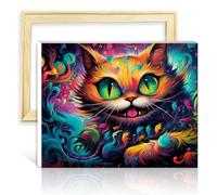 TANGFEIY Kit de peinture pour décoration murale Alice Cat Peinture à l'huile DIY Art numérique Oeuvre d'art Acrylique Numéro pinceaux Style peint pour décoration intérieure Cadre DIY (30x40cm)