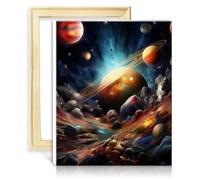 TANGFEIY Kit de peinture pour décoration murale univers coloré Toile DIY Peinture à l'huile numérique Adultes avec pinceaux et pigment acrylique sur toile avec cadre (40x50cm)