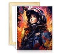 TANGFEIY Kit de peinture sur toile, pompier bizarre, peinture par numéro avec pinceaux et pigment acrylique sur toile pour décoration murale, cadre DIY (40x50cm)