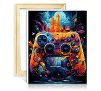 TANGFEIY Kit peinture à l'huile sur toile contrôleur jeu couleurs, kits peinture par numéros pour adultes 3 pinceaux et peintures acryliques, peinture à l'huile artistique sans cadre (30 x 40 cm)