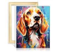 TANGFEIY Kit peinture à l'huile sur toile pour adulte, motif animal beagle, peinture à l'huile à faire soi-même avec pinceaux et pigment acrylique, style créatif, artisanat avec cadre (40 x 50 cm)