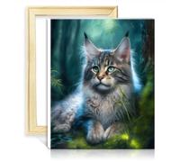 TANGFEIY Kit peinture pour décoration murale Adorable chat Maine Coon DIY Peinture à l'huile par numéro Kit adultes Projet d'artisanat pour décoration murale la maison Cadeaux cadre (40x50cm)