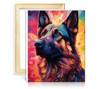 TANGFEIY Kits de peinture à l'huile chien berger allemand toile peinture à l'huile bricolage adultes avec pinceaux et pigment acrylique pour le temps parent-enfant sans cadre (60x75cm)