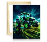 TANGFEIY Kits de peinture à l'huile par numéros Tracteur agricole Adulte DIY Peinture à l'huile Acrylique Numéro avec Pinceaux Graffiti Lover Photo Avec Cadre (40x50cm)