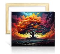 TANGFEIY Kits de peinture par numéros Arbre de vie Peinture par numéros Adultes avec pinceaux et pigment acrylique sur images pour décoration murale de la maison Cadeaux Cadre DIY (30x40cm)