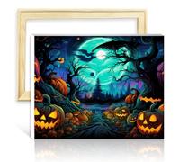 TANGFEIY Kits de peinture par numéros Halloween Horror Night Peinture par numéro Adultes Numéro acrylique avec pinceaux pour décoration murale de la maison Peinture sans cadre (40x50cm)