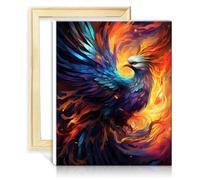 TANGFEIY Kits de peinture sur toile Phénix mystérieux sur toile Peinture pour adultes débutants avec pinceaux et pigment acrylique sur tableau d'amoureux des graffitis sans cadre (30x40cm)
