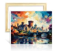 TANGFEIY Kits peinture à l'huile par numéros Kilkenny Castle Peinture à l'huile Kits peinture par numéros pour enfants 3 pinceaux et peintures acryliques pour décoration murale Cadre DIY (40x50cm)
