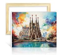 TANGFEIY Kits peinture à l'huile par numéros La Sagrada Familia Peinture par numéro Kits peinture par numéro pour adultes pinceaux et pigments acryliques Projet d'artisanat Cadre bricolage (30x40cm)