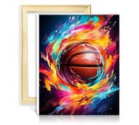TANGFEIY Kits peinture par numéros Fantasy Color Basketball Fire - Peinture par numéros pour adultes sur toile avec pinceaux et pigment acrylique - Art sans cadre (40x50cm) - Age 13+