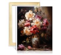 TANGFEIY Kits peinture par numéros Fleurs d'automne dans un vase Graffiti Kits peinture à l'huile à faire soi-même sur toile pinceaux et peinture acrylique pigmentée Art Crafts SANS cadre (60x75cm)