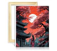 TANGFEIY Kits peinture par numéros Geisha devant le temple Peinture par numéros Kits peinture par numéros pour adultes Numéro acrylique pinceaux pour décoration murale la maison Sans cadre (30x40cm)