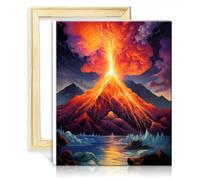 TANGFEIY Kits peinture par numéros Le volcan est entré en éruption Kits peinture par numéros enfants et adultes - Numéro acrylique pinceaux Peinture Cadre DIY (30x40cm)