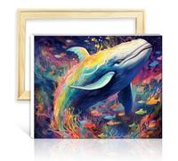 TANGFEIY Kits peinture sur toile baleine pour adultes, peinture par numéros pour enfants 3 pinceaux et peintures acryliques, images pour décoration murale la maison, cadeaux sans cadre (40x50cm)