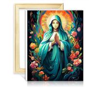 TANGFEIY Kits peinture sur toile la Vierge Marie pour adultes débutants, décoration la maison avec pinceaux et pigment acrylique pour décoration murale la maison, peinture avec cadre (40x50cm)