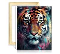 TANGFEIY on Canvas Wall Art Paint by Numbers Tiger painting Adults Paint Kits Acrylic Number with Paintbrushes Artwork for Home Decor No Frame(30x40cm)