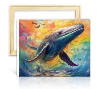 TANGFEIY Peinture à l'huile baleine DIY Peinture par numéros Adultes Débutant avec Pinceaux et Pigment Acrylique Œuvre Créative pour Décoration Intérieure SANS Cadre (50x65cm)