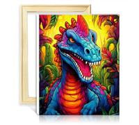TANGFEIY Peinture à l'huile dinosaures anciens Peinture par numéros Adultes avec pinceaux et pigment acrylique Art mural Peinture à l'huile par numéros Kits avec cadre (30x40cm)