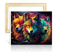 TANGFEIY Peinture à l'huile fantaisie loup toile bricolage peinture à l'huile numérique adultes débutants pinceaux et pigment acrylique sur toile pour décoration intérieure cadeau cadre (40x50cm)