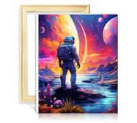TANGFEIY Peinture à l'huile par numéros Kits astronaute coloré Peinture par numéro Adultes Débutant avec pinceaux et pigment acrylique Projet d'artisanat d'art Cadre de bricolage (30x40cm)