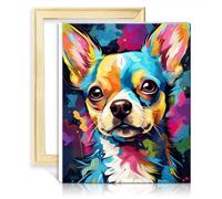TANGFEIY Peinture à l'huile Peinture Chien Chihuahua sur toile Peinture Adultes avec Pinceaux et Pigment Acrylique sur Photo pour Décoration Intérieure Sans Cadre (30x40cm)