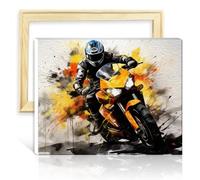 TANGFEIY Peinture à l'huile sur toile coureur de moto enfants adultes peinture par numéro kits avec pinceaux et pigment acrylique décoration de la maison peinture cadeau sans cadre (40x50cm)