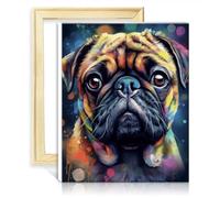 TANGFEIY Peinture de chien carlin, kit de peinture à l'huile numérique à faire soi-même sur toile avec pinceaux et pigment acrylique sur photo pour décoration intérieure sans cadre (40x50cm)