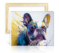 TANGFEIY Peinture par numéro Bouledogue français Adulte Peinture à l'huile DIY avec pinceaux et pigment acrylique Projet d'artisanat pour la maison SANS cadre (60x75cm)
