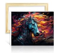 TANGFEIY Peinture par numéro Cheval de feu Peinture à l'huile par numéro sur toile avec pinceaux et pigment acrylique Peinture par numéro Art mural avec cadre (30x40cm)
