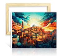 TANGFEIY Peinture par numéro Maroc Casablanca Kits de peinture par numéro pour adultes sur toile avec pinceaux et pigment acrylique sur toile Peinture pour adultes sans cadre (40x50cm)