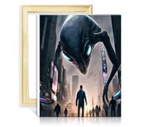 TANGFEIY Peinture par numéro - Peinture énorme monstre - Adultes - Débutant - Kits peinture à l'huile aquarelle pinceaux et pigment acrylique sur toile pour décoration murale cadre (30 x 40 cm)