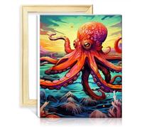 TANGFEIY Peinture par numéro Peinture Pieuvre Peinture par numéro Adultes Acrylique Numéro avec Pinceaux Image pour Décoration Murale Maison Cadeaux Avec Cadre (30x40cm)