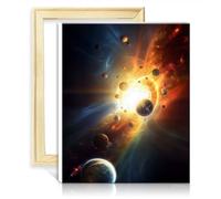 TANGFEIY Peinture par numéro Peinture Stof le système solaire Peinture Adultes avec Pinceaux et Pigment Acrylique sur Toile pour Décoration Murale Maison Cadeaux Sans Cadre (30x40cm)