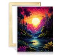 TANGFEIY Peinture par numéro Peinture sur le fleuve Amazone Peinture pour adultes avec pinceaux et pigment acrylique sur toile Kits sur toile pour décoration murale Cadre DIY (30x40cm)