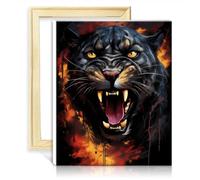 TANGFEIY Peinture par numéros Couleur Panthère noire Kits de peinture pour adultes Numéro acrylique avec pinceaux Images pour décoration murale de la maison Cadeaux Cadre de bricolage (30x40cm)