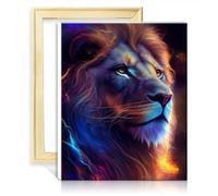 TANGFEIY Peinture par numéros Galaxy Lion Face DIY Débutants Peinture acrylique par numéros avec pinceaux et pigment acrylique sur toile Décoration murale Cadeaux Sans cadre (30x40cm)