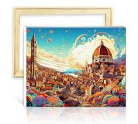 TANGFEIY Peinture par numéros sur toile Italie Florence Peinture à l'huile DIY Aquarelle avec pinceaux et pigment acrylique sur peinture numérique Art mural sans cadre (30x40cm)