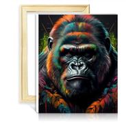 TANGFEIY Peinture par numéros sur toile Le vieux gorille Peinture à l'huile DIY Art numérique Oeuvre d'art Acrylique Numéro avec pinceaux pour décoration murale Sans cadre (30x40cm)
