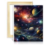 TANGFEIY Peinture par numéros sur toile univers coloré Kit de peinture à l'huile sur toile pour adultes débutants Numéro acrylique avec pinceaux Art mural Vibrant Sans cadre (30x40cm)