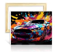 TANGFEIY Peinture par numéros sur toile - Voiture sport cool - Kits peinture pour adultes pinceaux et pigment acrylique sur toile pour décoration murale la maison - Peinture cadre (40x50cm)