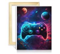 TANGFEIY Peinture sur toile Contrôleur de jeu Enfants Adultes Kits de peinture par numéros - avec 3 pinceaux et peintures acryliques Arts Crafts pour la décoration intérieure Sans cadre (40x50cm)