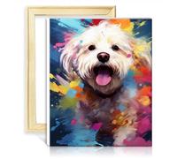 TANGFEIY Peinture sur toile d'un bichon frisé Peinture par numéro Adultes Débutant avec pinceaux et pigment acrylique sur Art Peinture par numéros Kits SANS cadre (50x65cm)