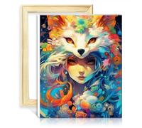 TANGFEIY Peinture sur toile Graffiti Fox Demon DIY Peinture à l'huile par numéro sur toile avec pinceaux et pigment acrylique pour décoration murale de la maison Cadeaux sans cadre (40x50cm)