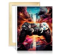 TANGFEIY sur toile facile à peindre des œuvres d'art rétro de jeux vidéo Kit de peinture numérique pour adultes avec pinceaux et pigments acryliques Projet d'artisanat Cadre de bricolage (30x40cm)