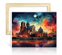 TANGFEIY sur toile facile à peindre œuvre d'art cathédrale Notre Dame Paris peinture par numéros adultes avec pinceaux et pigment acrylique pour décoration murale avec cadre (40x50cm)