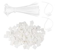 TANGJJY Petit socle adhésif - Serre-câbles autocollant - 18 x 18 mm et serre-câbles de 150 mm - Blanc - Socle adhésif en nylon pour serre-câbles - Support de base autocollant puissant - Pour la maison